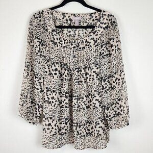 Chico's size 2 ( Large) Long sleeve animal print blouse